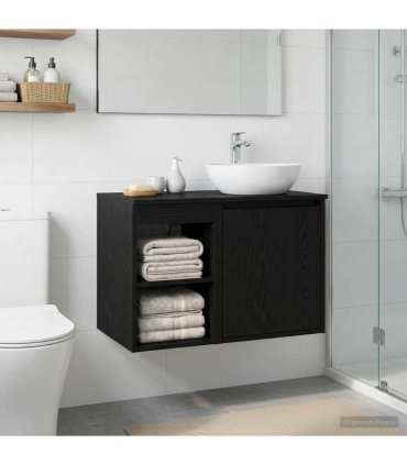 vidaXL Bathroom Cabinet In-between Black Oak 30 x 44.5 x 50 cm