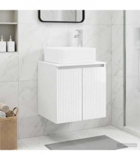 vidaXL Wall-Mounted Sink Vanity High Gloss White 49.5 x 41 x 63 cm
