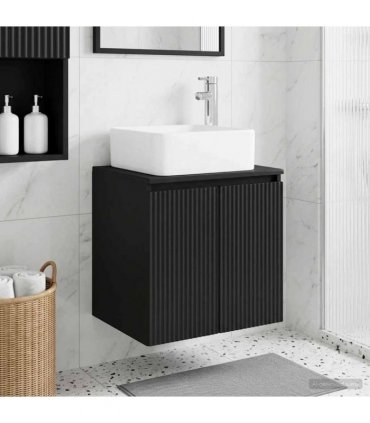 vidaXL Wall-Mounted Sink Vanity Black 49.5 x 41 x 63 cm