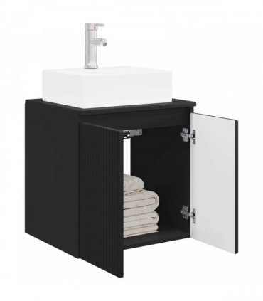 vidaXL Wall-Mounted Sink Vanity Black 49.5 x 41 x 62.5 cm