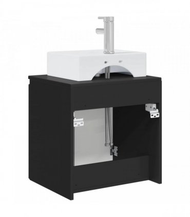 vidaXL Wall-Mounted Sink Vanity Black 49.5 x 41 x 62.5 cm