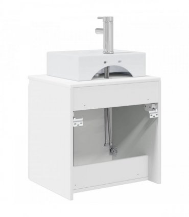 vidaXL Wall-Mounted Sink Vanity High Gloss White 49.5 x 41 x 62.5 cm