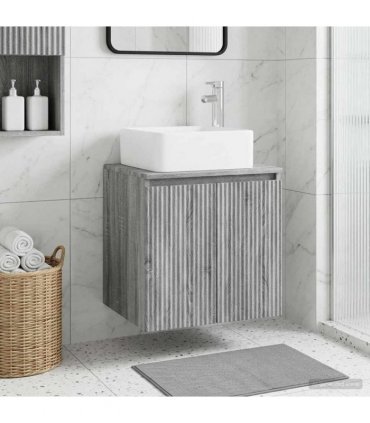 vidaXL Wall-Mounted Sink Vanity Grey Sonoma 53 x 35 x 63 cm