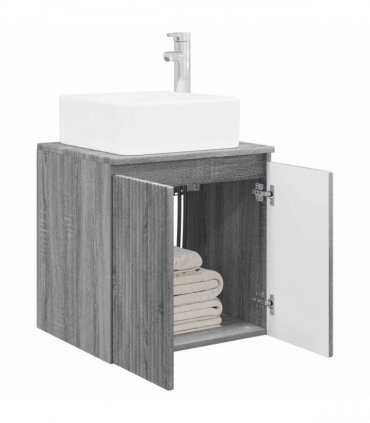 vidaXL Wall-Mounted Sink Vanity Grey Sonoma 53 x 35 x 63 cm