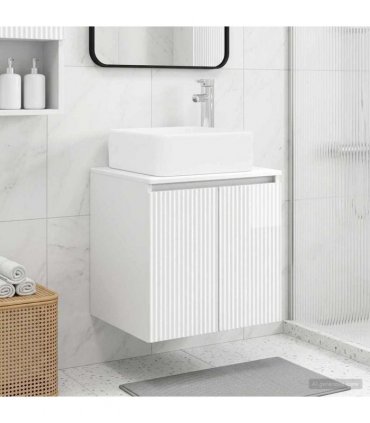 vidaXL Wall-Mounted Sink Vanity High Gloss White 53 x 35 x 63 cm