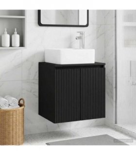 vidaXL Wall-Mounted Sink Vanity Black 53 x 35 x 63 cm Engineered Wood