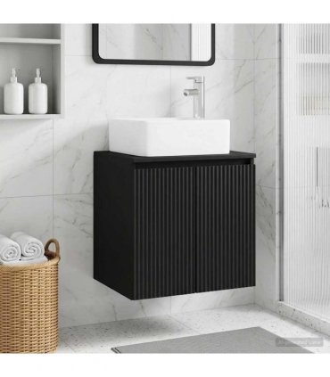 vidaXL Wall-Mounted Sink Vanity Black 53 x 35 x 63 cm Engineered Wood