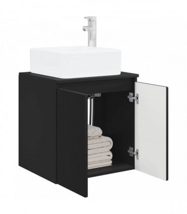 vidaXL Wall-Mounted Sink Vanity Black 53 x 35 x 63 cm Engineered Wood