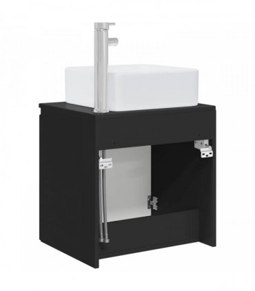 vidaXL Wall-Mounted Sink Vanity Black 53 x 35 x 63 cm Engineered Wood