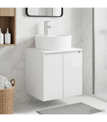 vidaXL Wall-Mounted Sink Vanity High Gloss White 49.5 x 44.5 x 65 cm