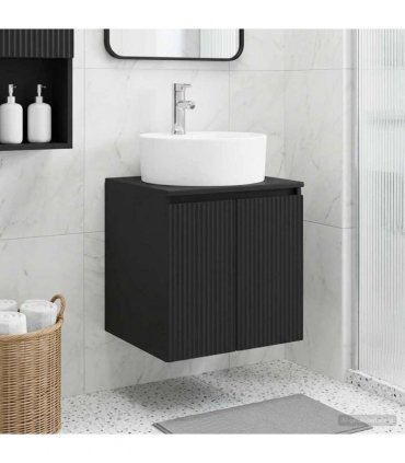 vidaXL Wall-Mounted Sink Vanity Black 49.5 x 44.5 x 65 cm