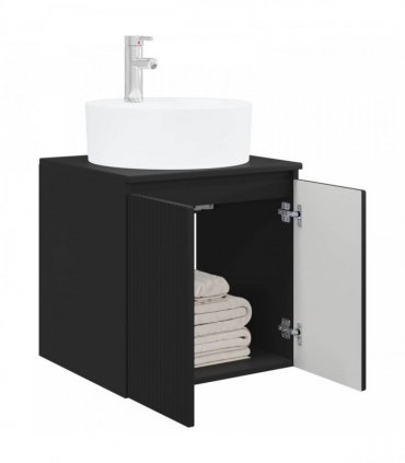 vidaXL Wall-Mounted Sink Vanity Black 49.5 x 44.5 x 65 cm