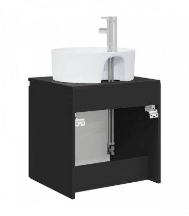 vidaXL Wall-Mounted Sink Vanity Black 49.5 x 44.5 x 65 cm