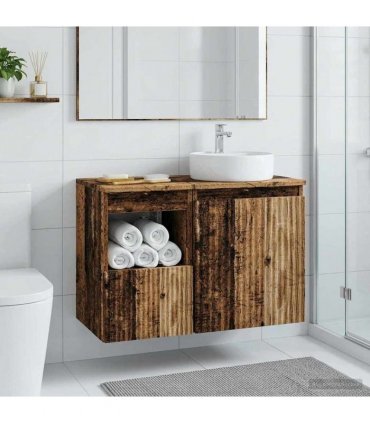 vidaXL Bathroom Cabinet Old Wood 30 x 35 x 50 cm Engineered Wood