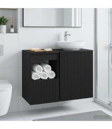 vidaXL Bathroom Cabinet Black 30 x 35 x 50 cm Engineered Wood