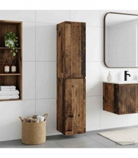 vidaXL Wall-mounted Bathroom Cabinet Old Wood 33 x 34.5 x 160 cm