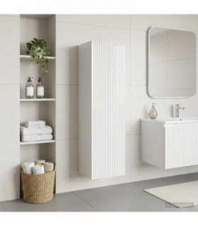 vidaXL Wall-mounted Bathroom Cabinet High Gloss White — Size: 33 x 34.5 x 100 cm