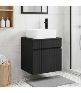 vidaXL Wall-mounted Sink Vanity Black 49 x 41 x 63 cm Engineered Wood