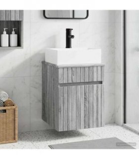 vidaXL Wall-mounted Sink Vanity Grey Sonoma 39 x 41 x 62.5 cm