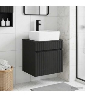 vidaXL Wall-mounted Sink Vanity Black 49 x 41 x 63 cm Engineered Wood — V0672201062
