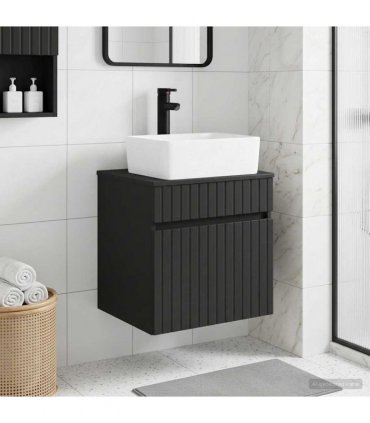 vidaXL Wall-mounted Sink Vanity Black 49 x 41 x 63 cm Engineered Wood — V0672201062