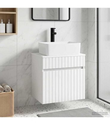 vidaXL Wall-mounted Sink Vanity High Gloss White 49 x 41 x 63 cm — V0672201063
