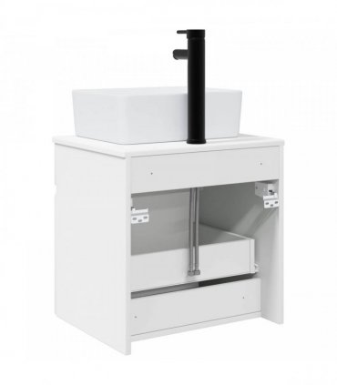 vidaXL Wall-mounted Sink Vanity High Gloss White 49 x 41 x 63 cm — V0672201063