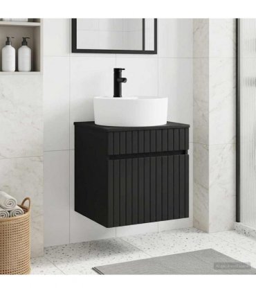 vidaXL Wall-mounted Sink Vanity Black 49 x 44.5 x 65 cm