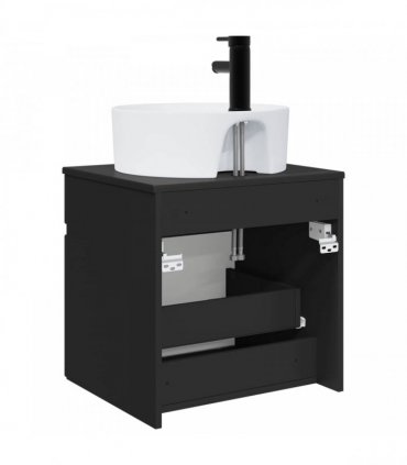 vidaXL Wall-mounted Sink Vanity Black 49 x 44.5 x 65 cm