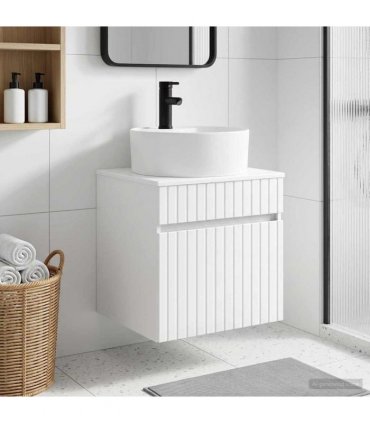 vidaXL Wall-mounted Sink Vanity High Gloss White 49 x 44.5 x 65 cm