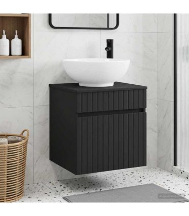 vidaXL Wall-mounted Sink Vanity Black 49 x 44.5 x 66.5 cm