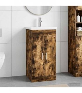 vidaXL Bathroom Vanity with Sink Smoked Oak 42 x 40 x 84.5 cm