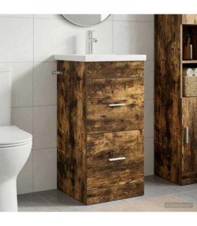 vidaXL Bathroom Vanity with Sink Smoked Oak 42 x 40 x 84.5 cm — V0672201154