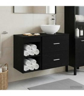 vidaXL Bathroom Furniture Set 2 pcs Black Oak Engineered Wood — V0672201416