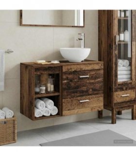 vidaXL Bathroom Furniture Set 2 pcs Old Wood Engineered Wood — V0672201421