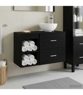 vidaXL Bathroom Furniture Set 2 pcs Black Oak Engineered Wood — V0672201424