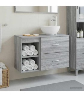 vidaXL Bathroom Furniture Set 2 pcs Grey Sonoma Engineered Wood — V0672201426