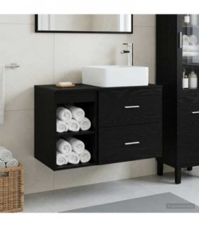 vidaXL Bathroom Furniture Set 2 pcs Black Oak Engineered Wood — V0672201430