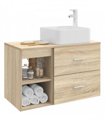 vidaXL Bathroom Furniture Set 2 pcs Sonoma Oak Engineered Wood — V0672201432