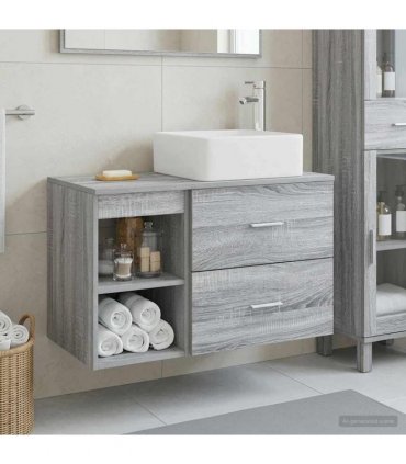 vidaXL Bathroom Furniture Set 2 pcs Grey Sonoma Engineered Wood — V0672201433