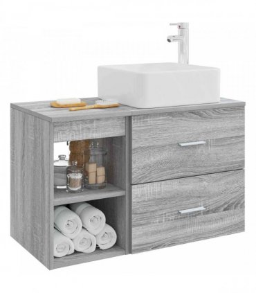 vidaXL Bathroom Furniture Set 2 pcs Grey Sonoma Engineered Wood — V0672201433