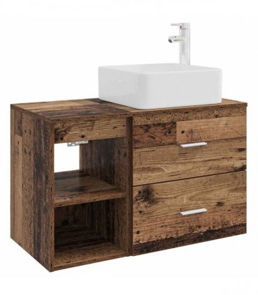 vidaXL Bathroom Furniture Set 2 pcs Old Wood Engineered Wood — V0672201436