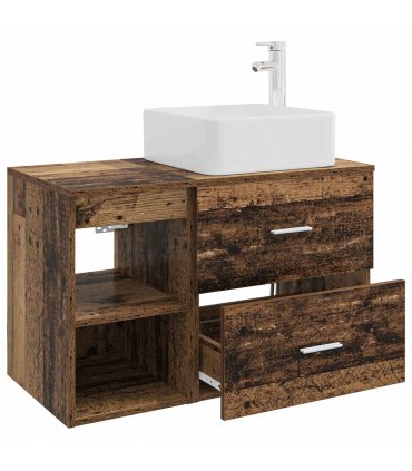 vidaXL Bathroom Furniture Set 2 pcs Old Wood Engineered Wood — V0672201436