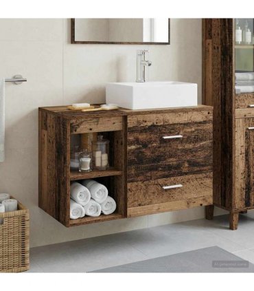 vidaXL Bathroom Furniture Set 2 pcs Old Wood Engineered Wood — V0672201438