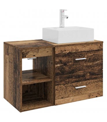 vidaXL Bathroom Furniture Set 2 pcs Old Wood Engineered Wood — V0672201438