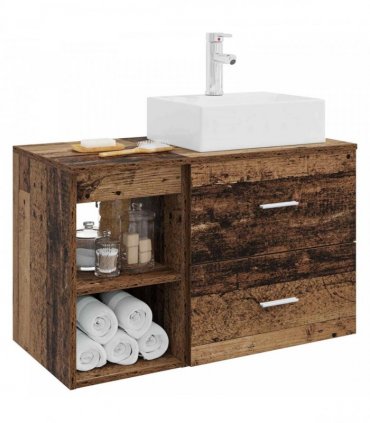 vidaXL Bathroom Furniture Set 2 pcs Old Wood Engineered Wood — V0672201438