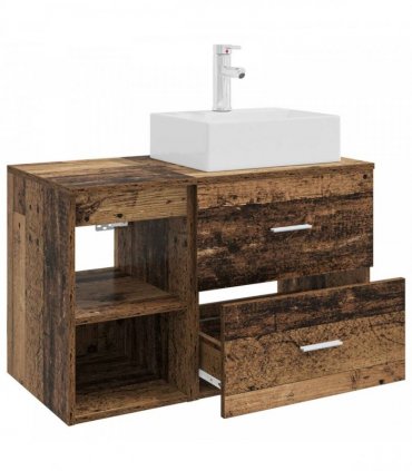 vidaXL Bathroom Furniture Set 2 pcs Old Wood Engineered Wood — V0672201438