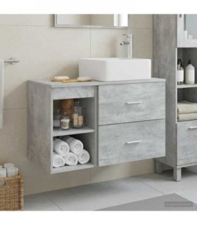 vidaXL Bathroom Furniture Set 2 pcs Concrete Grey Engineered Wood — V0672201445