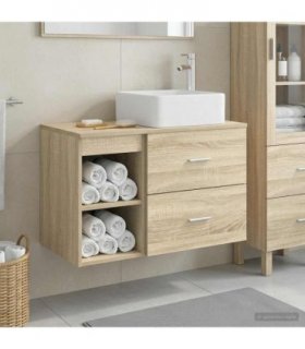 vidaXL Bathroom Furniture Set 2 pcs Sonoma Oak Engineered Wood — V0672201446