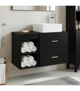 vidaXL Bathroom Furniture Set 2 pcs Black Oak Engineered Wood — V0672201448